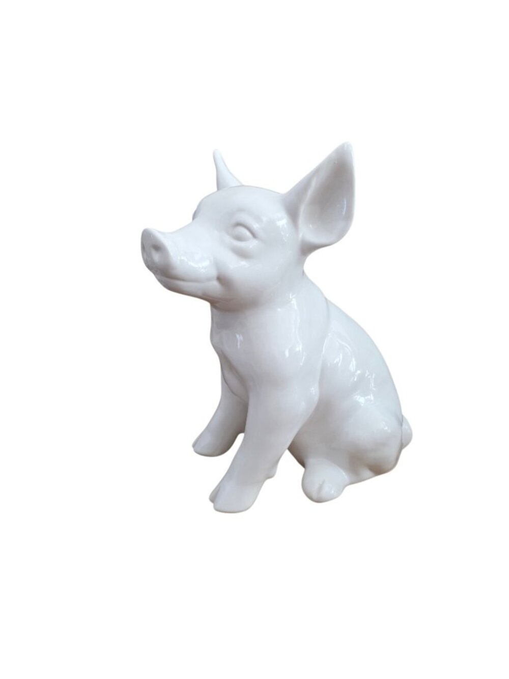 Large White Ceramic Sitting Pig 13" Hand Made in Italy Farmhouse